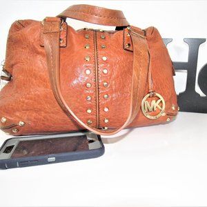 Women's Michael Kors Cognac Brown Leather Satchel Handbag